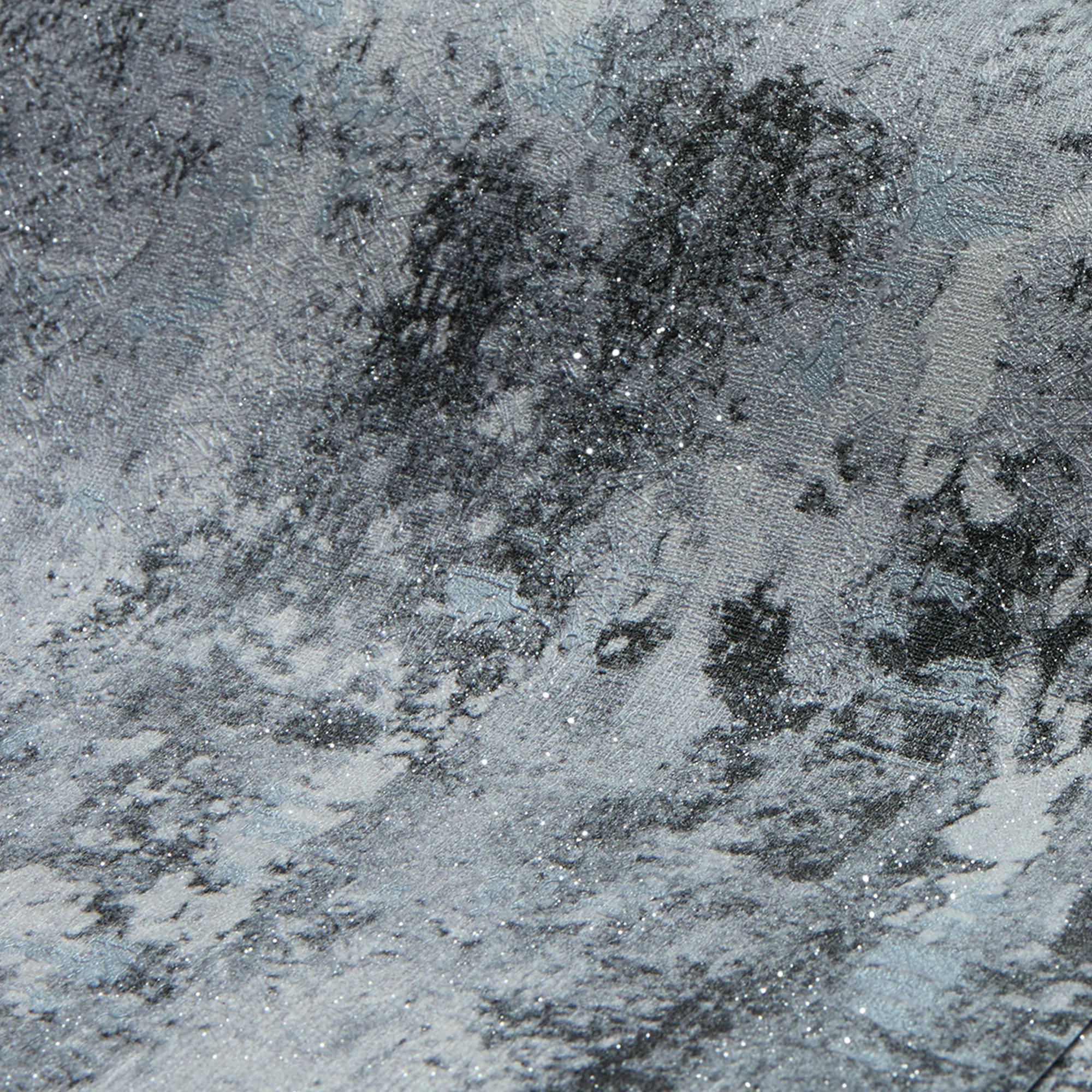 Nagano Wallpaper in Grey and Black with Silver Glitter - Image 3