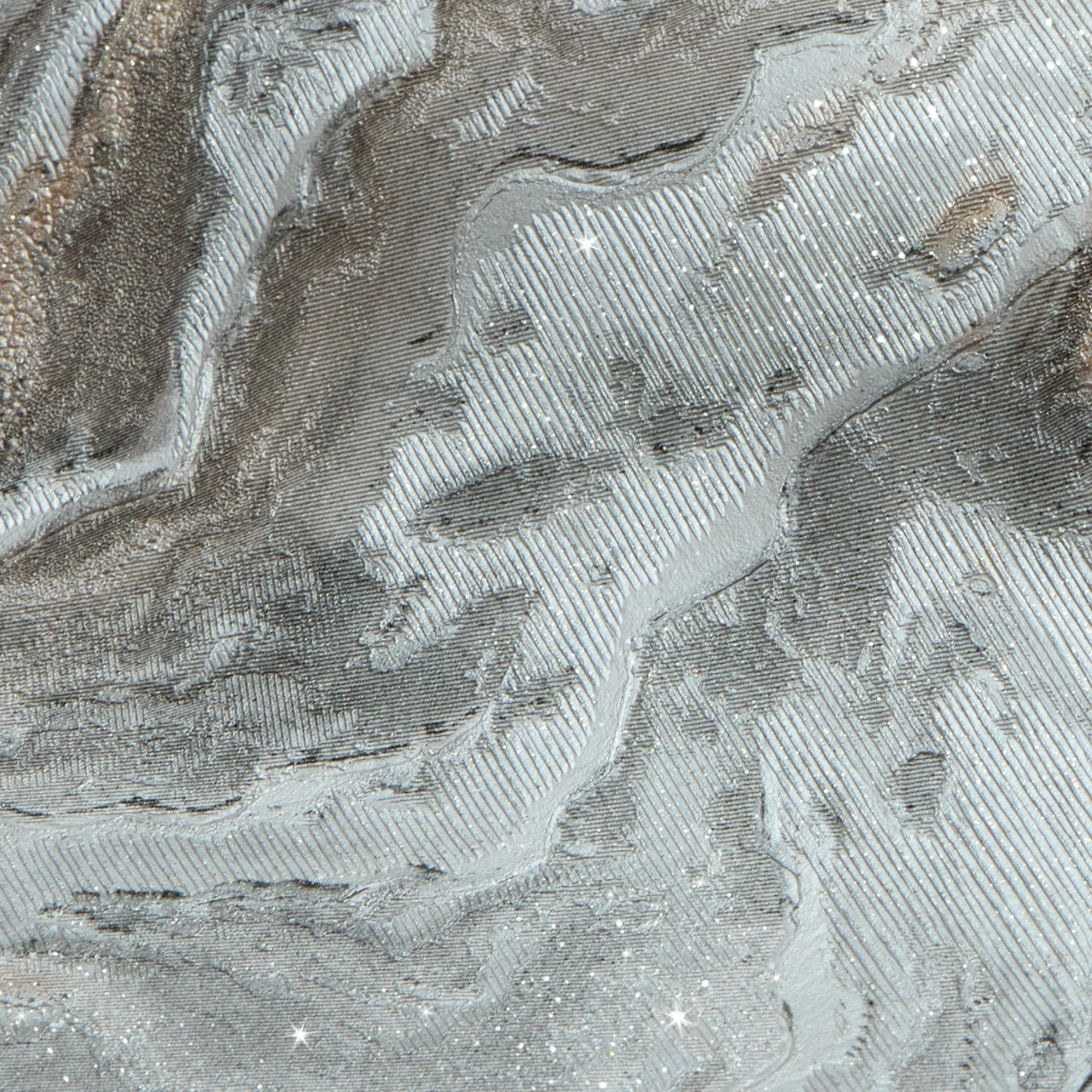 Nakura Wallpaper in Grey and Silver with Bronze Metallic - Image 3