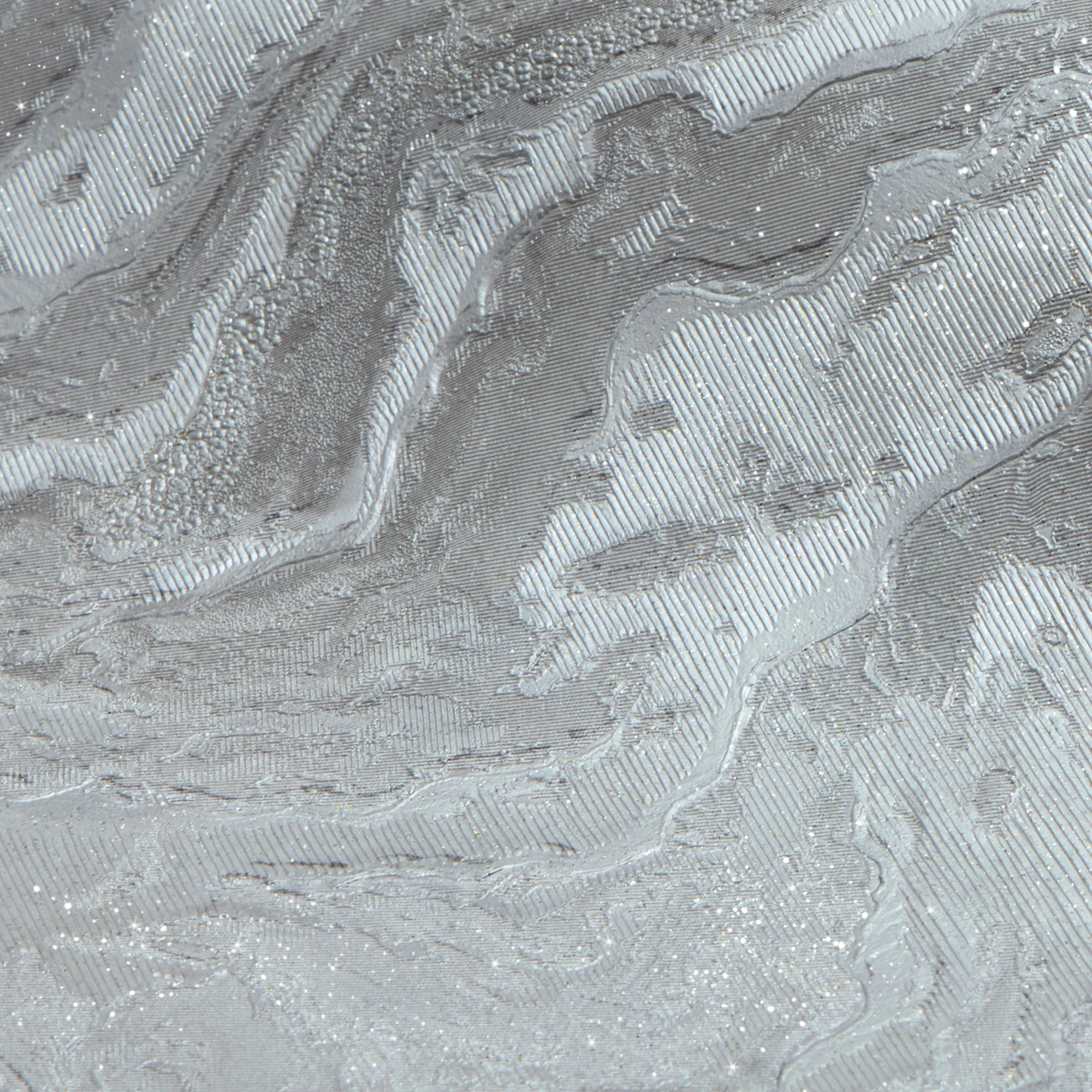Nakura Wallpaper in Grey and Silver with Silver Metallic - Image 3