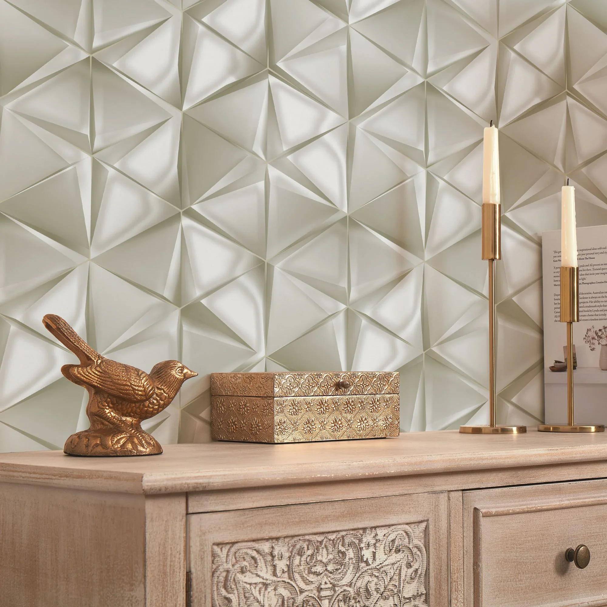 Nera Geo Wallpaper in Taupe - Image 3