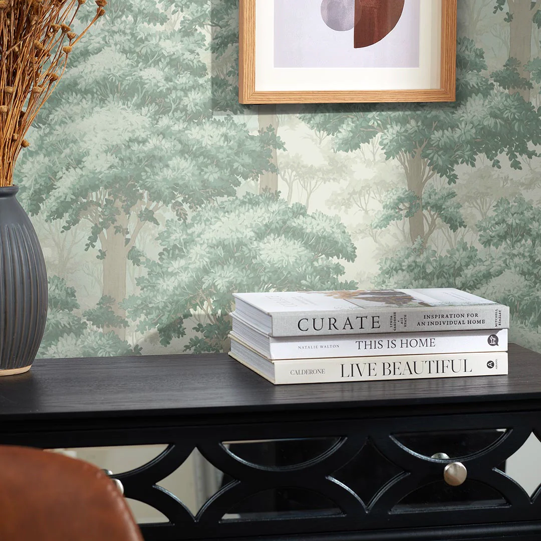 New Forest Toile Wallpaper in Green - Image 3