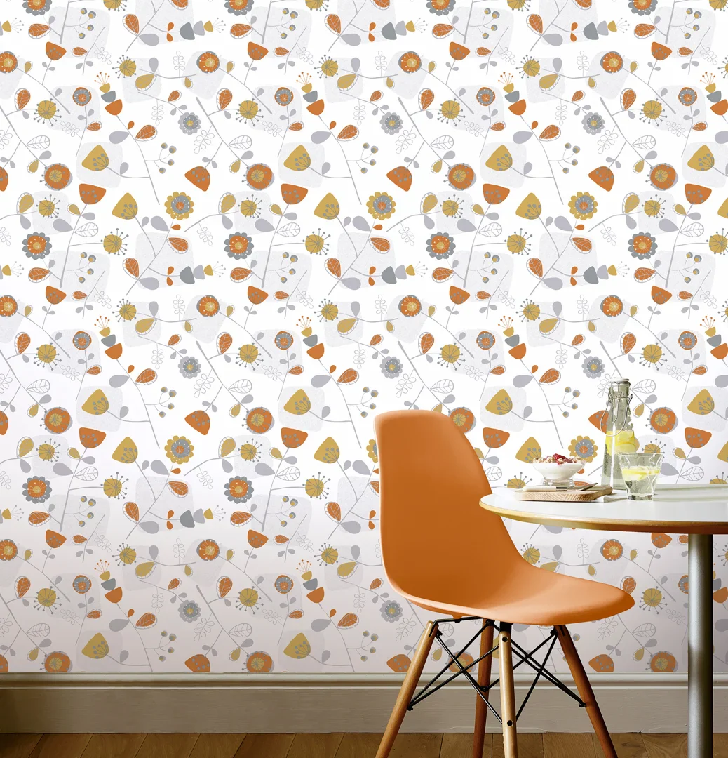 Newstalgia Floral Wallpaper in Orange and Yellow - Image 2