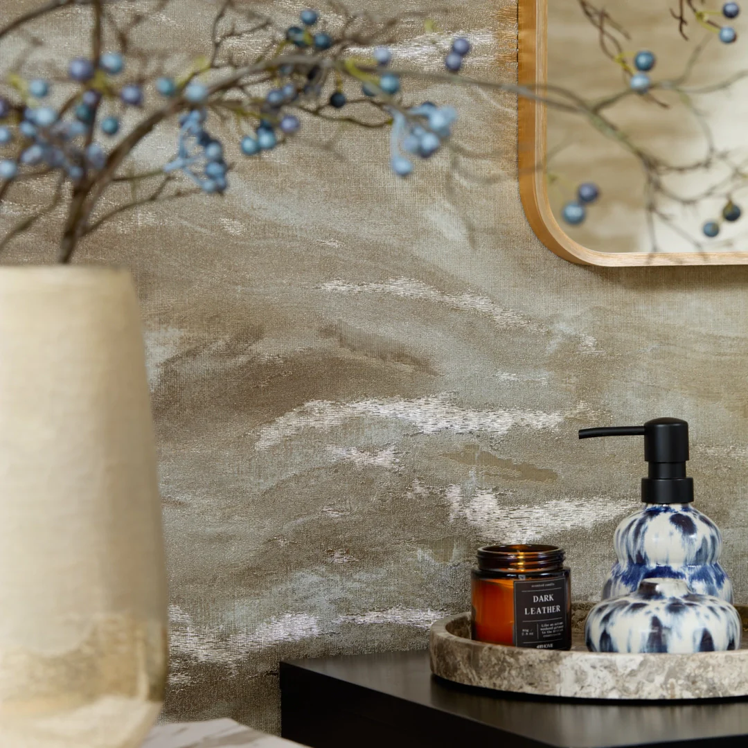 Nirvana Metallic Wallpaper in Cool Grey and Taupe - Image 3