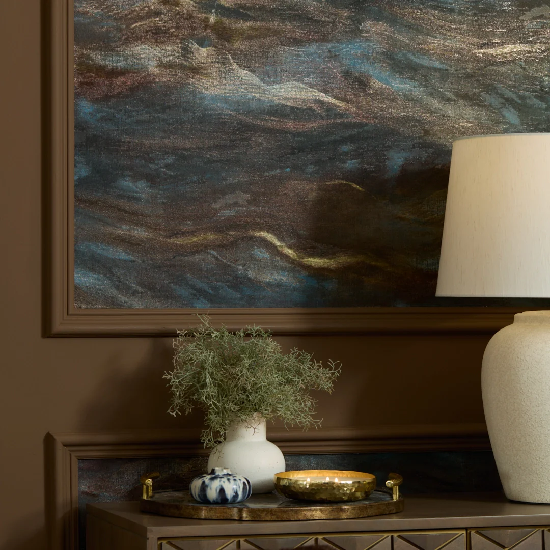 Nirvana Metallic Wallpaper in Midnight Sky - Image 3