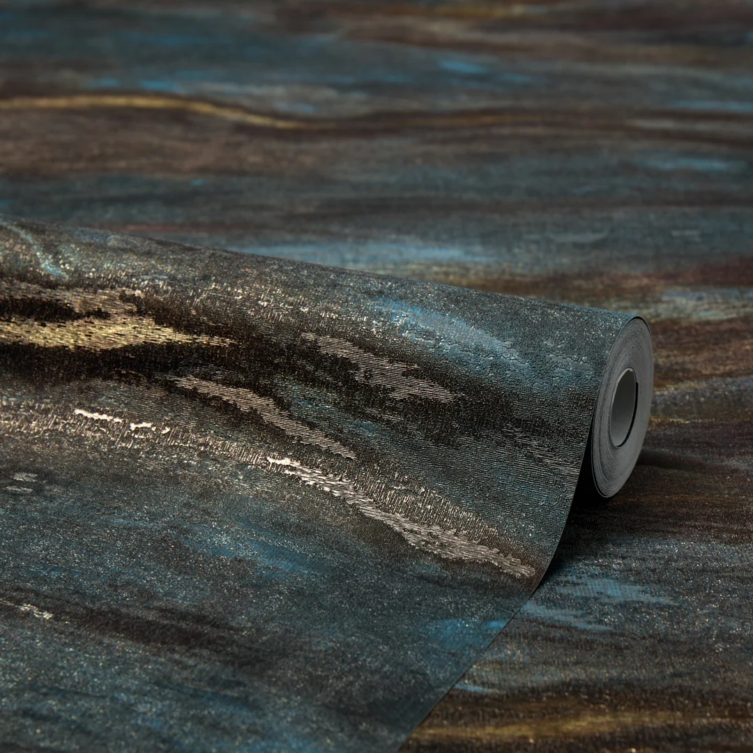 Nirvana Metallic Wallpaper in Midnight Sky - Image 4