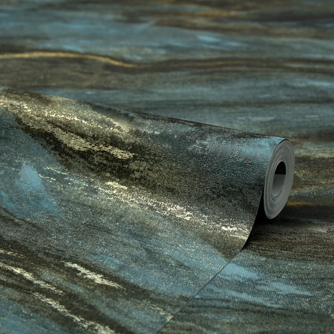Nirvana Metallic Wallpaper in Teal and Gold - Image 4