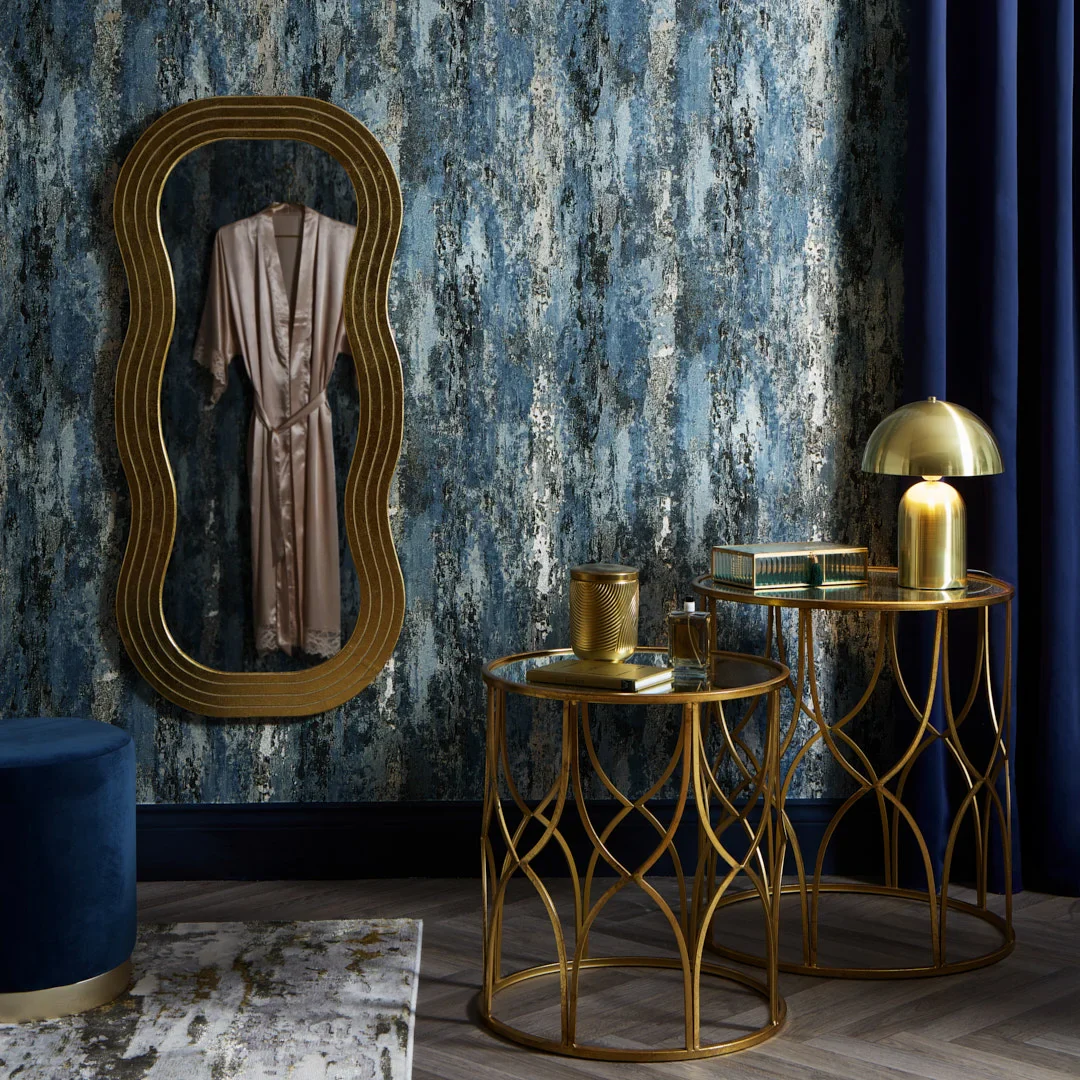 Nova Metallic Wallpaper in Blue and Silver - Image 2
