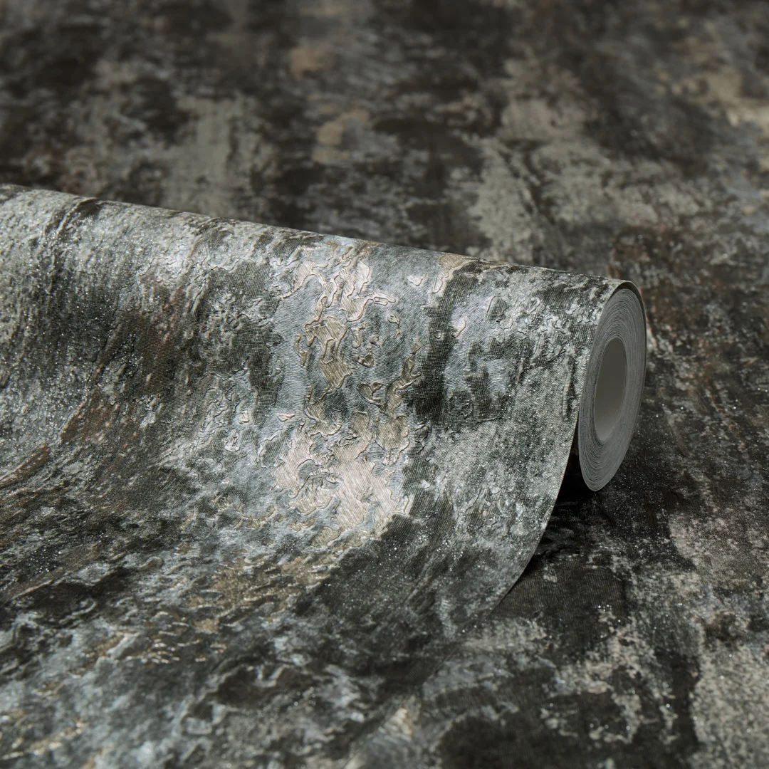Nova Metallic Wallpaper in Charcoal with Silver Sparkle - Image 4