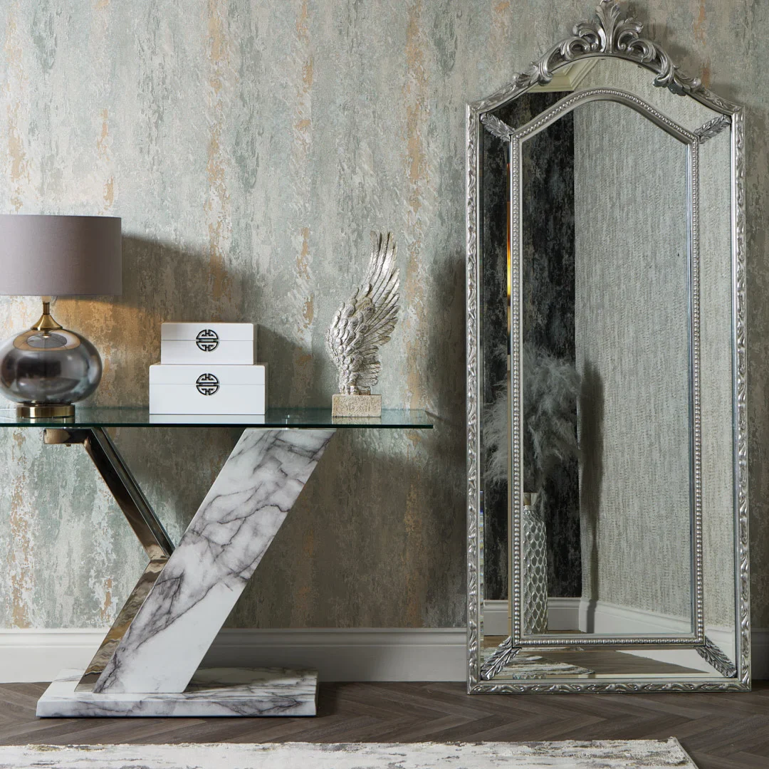 Nova Metallic Wallpaper in Duck Egg Green with Silver Sparkle - Image 2