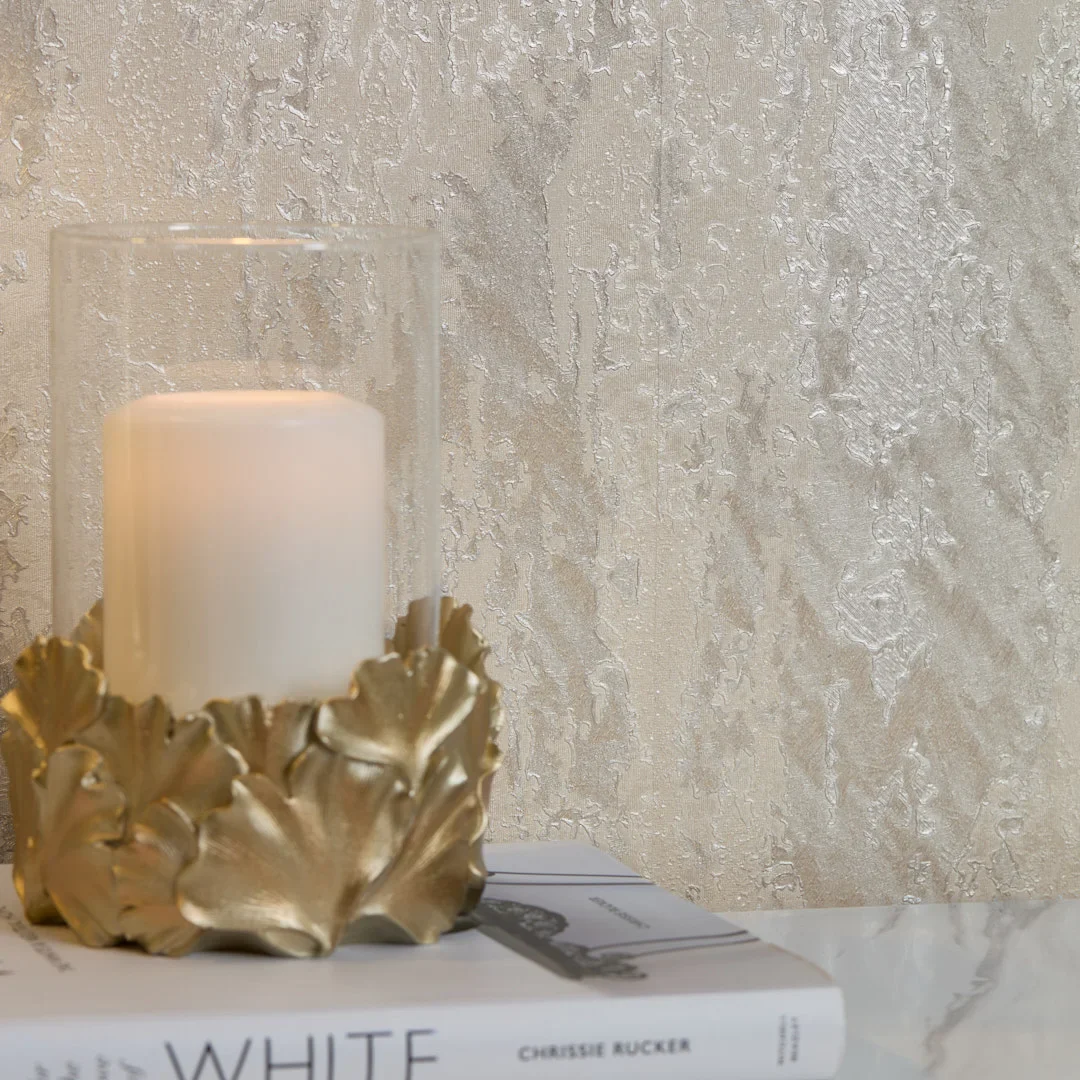 Nova Metallic Wallpaper in Warm Grey and Silver - Image 3