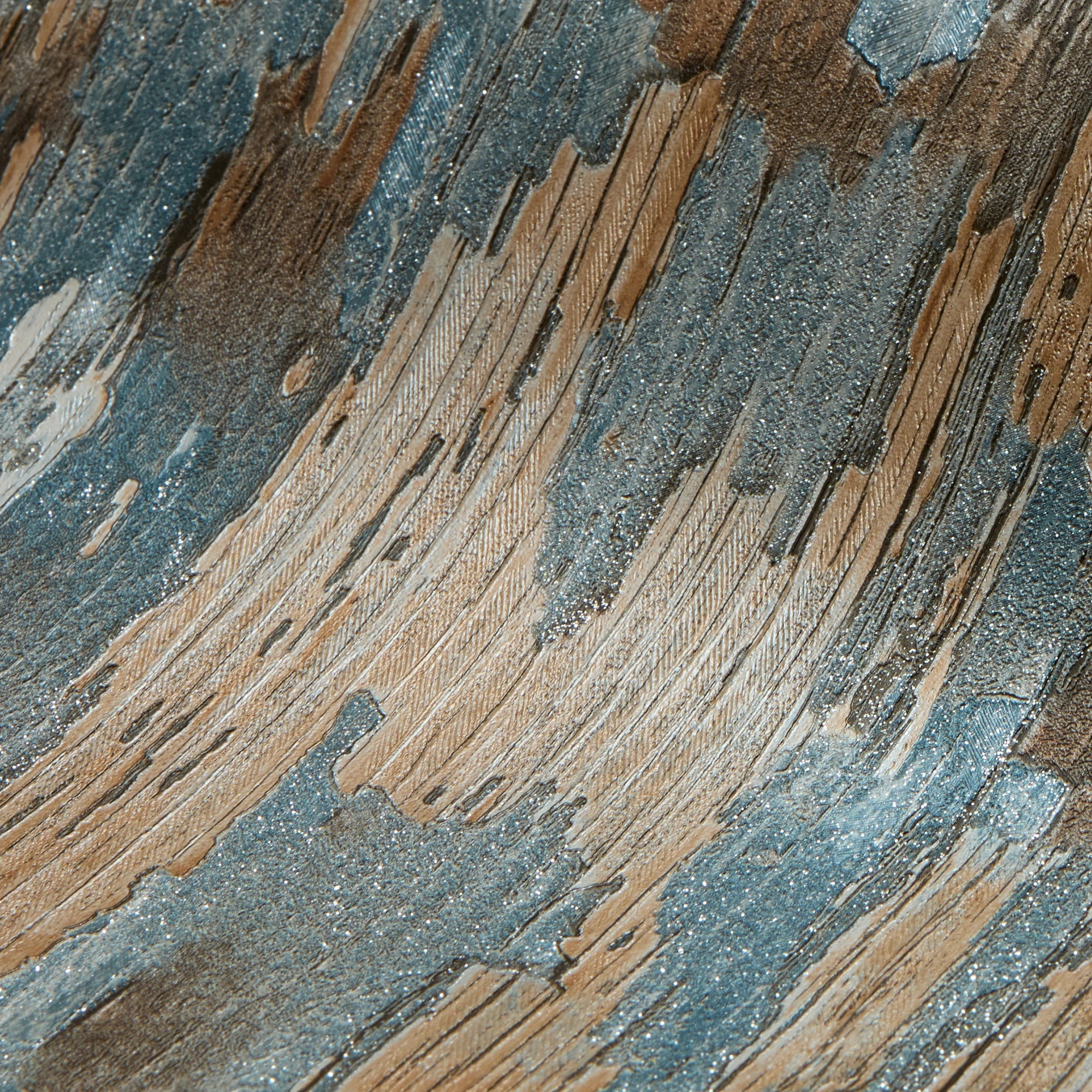 Novara Wallpaper in Blue, Brown and Silver Glitter - Image 3