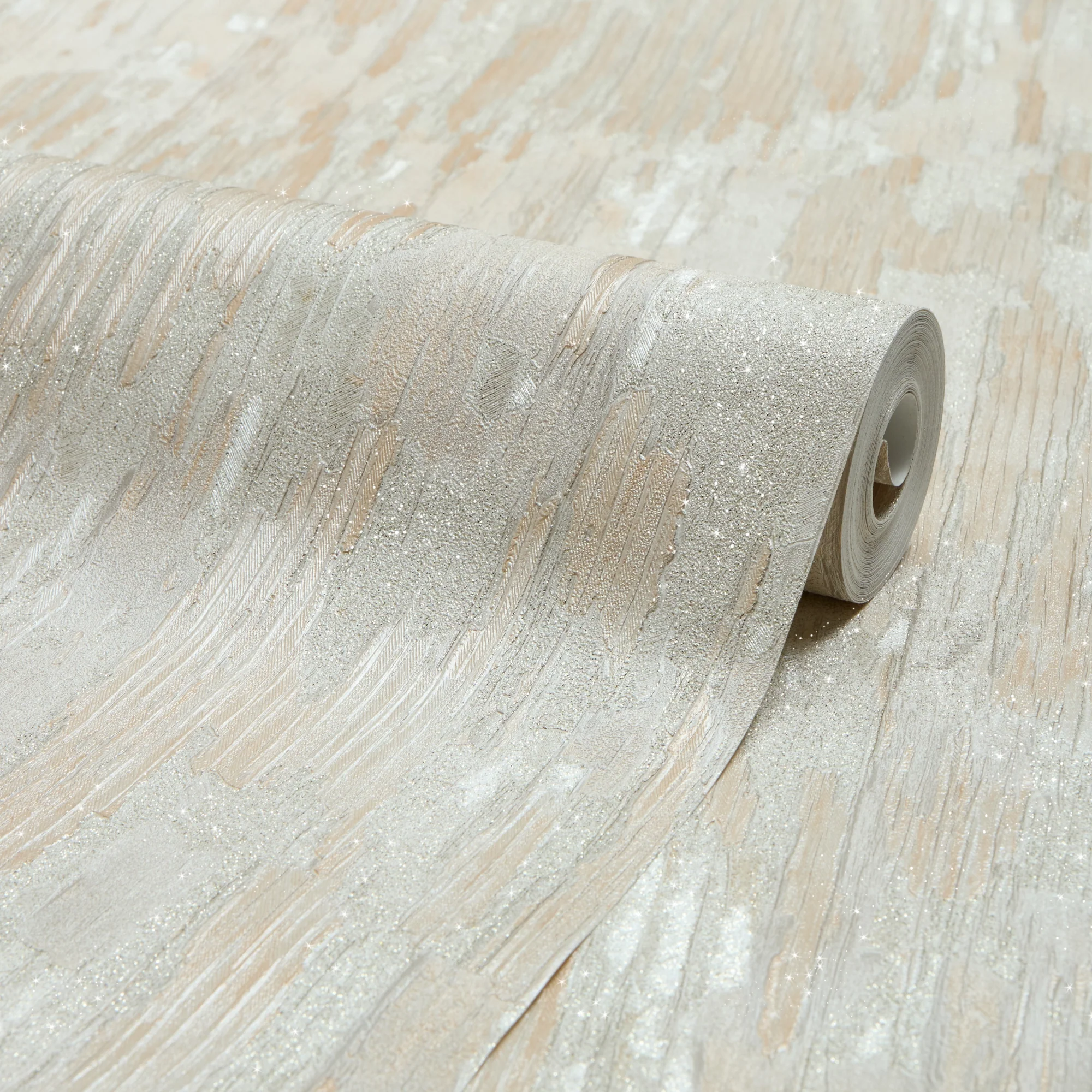 Novara Wallpaper in Cream and Silver Glitter - Image 2