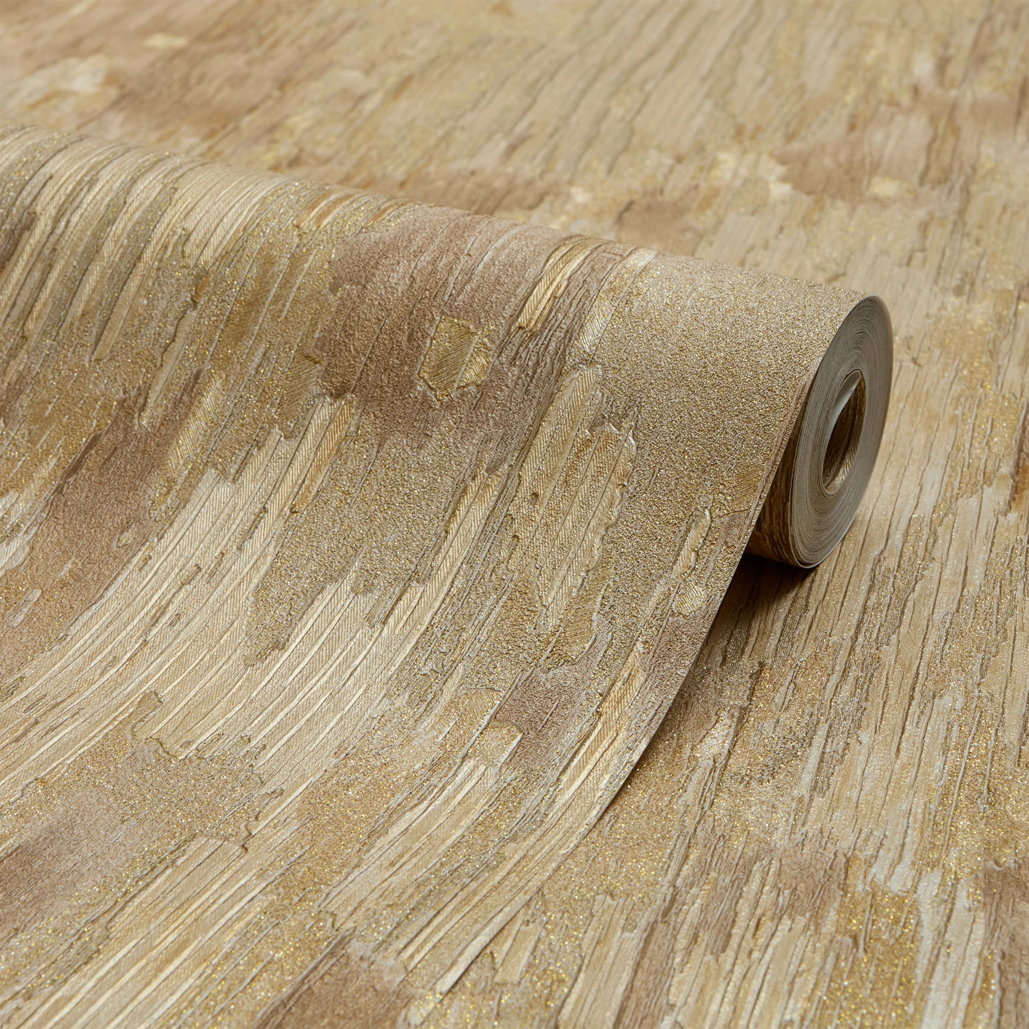 Novara Wallpaper in Light Brown, Cream and Gold Glitter - Image 2