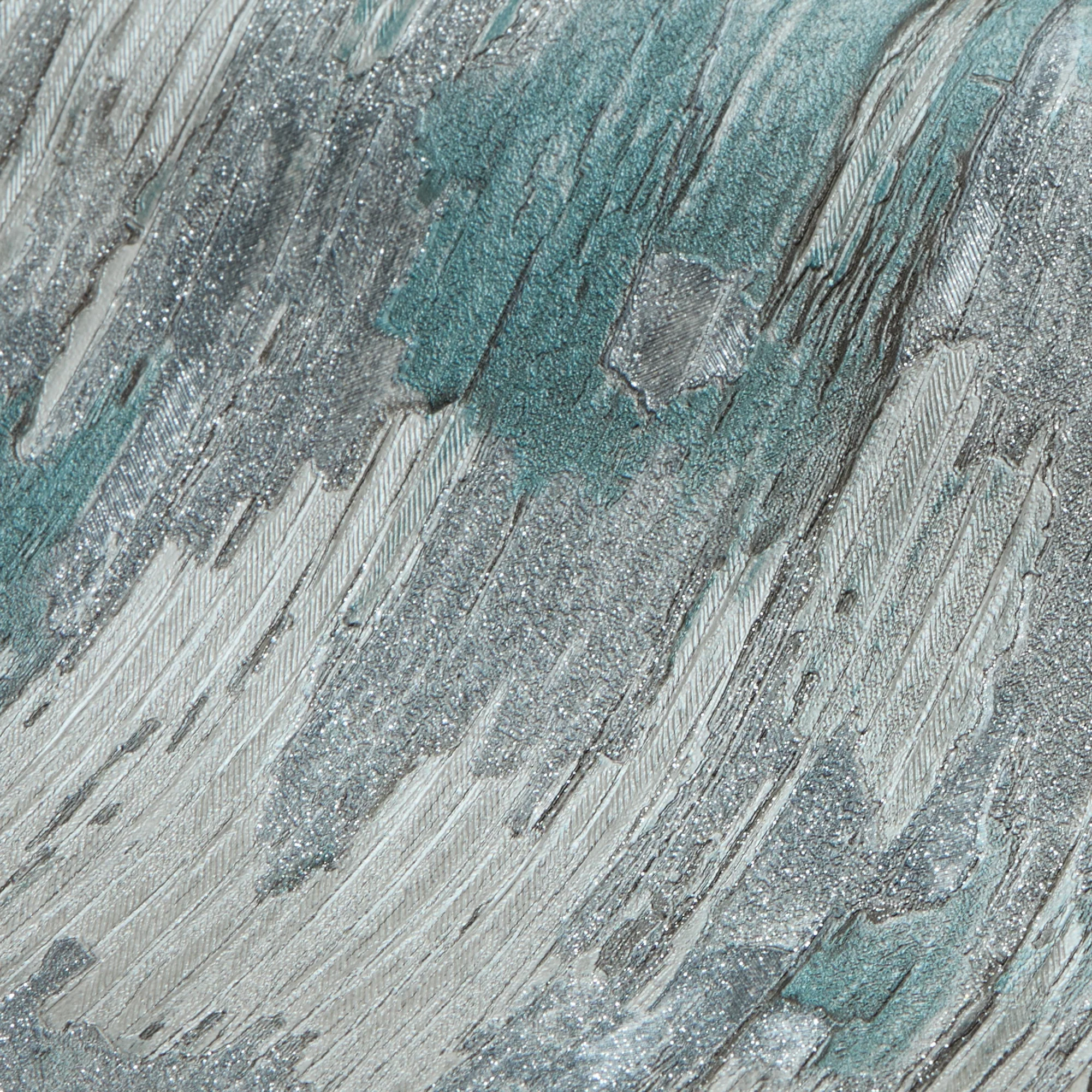 Novara Wallpaper in Teal, Silver and Silver Glitter - Image 3