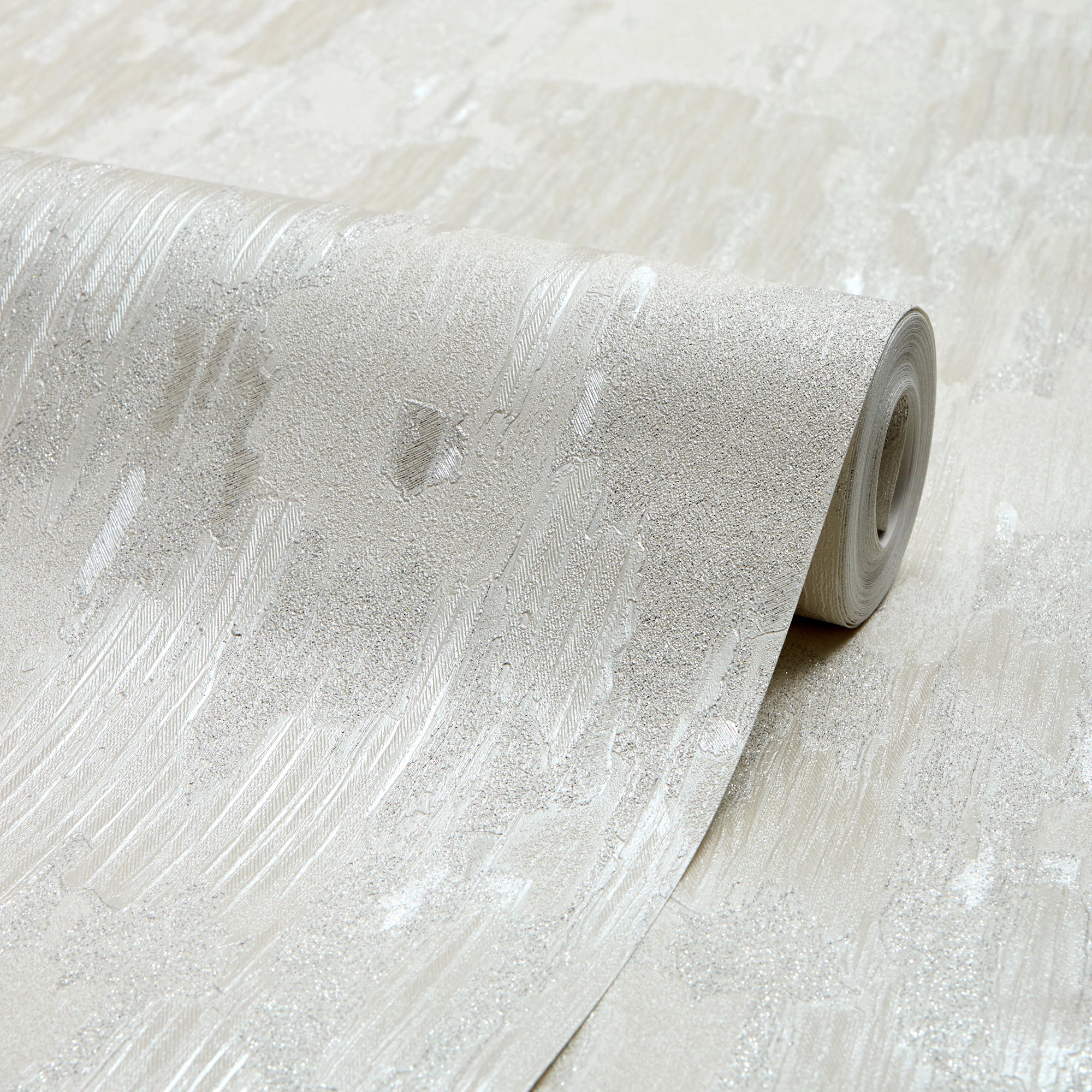 Novara Wallpaper in White and Silver Glitter - Image 2