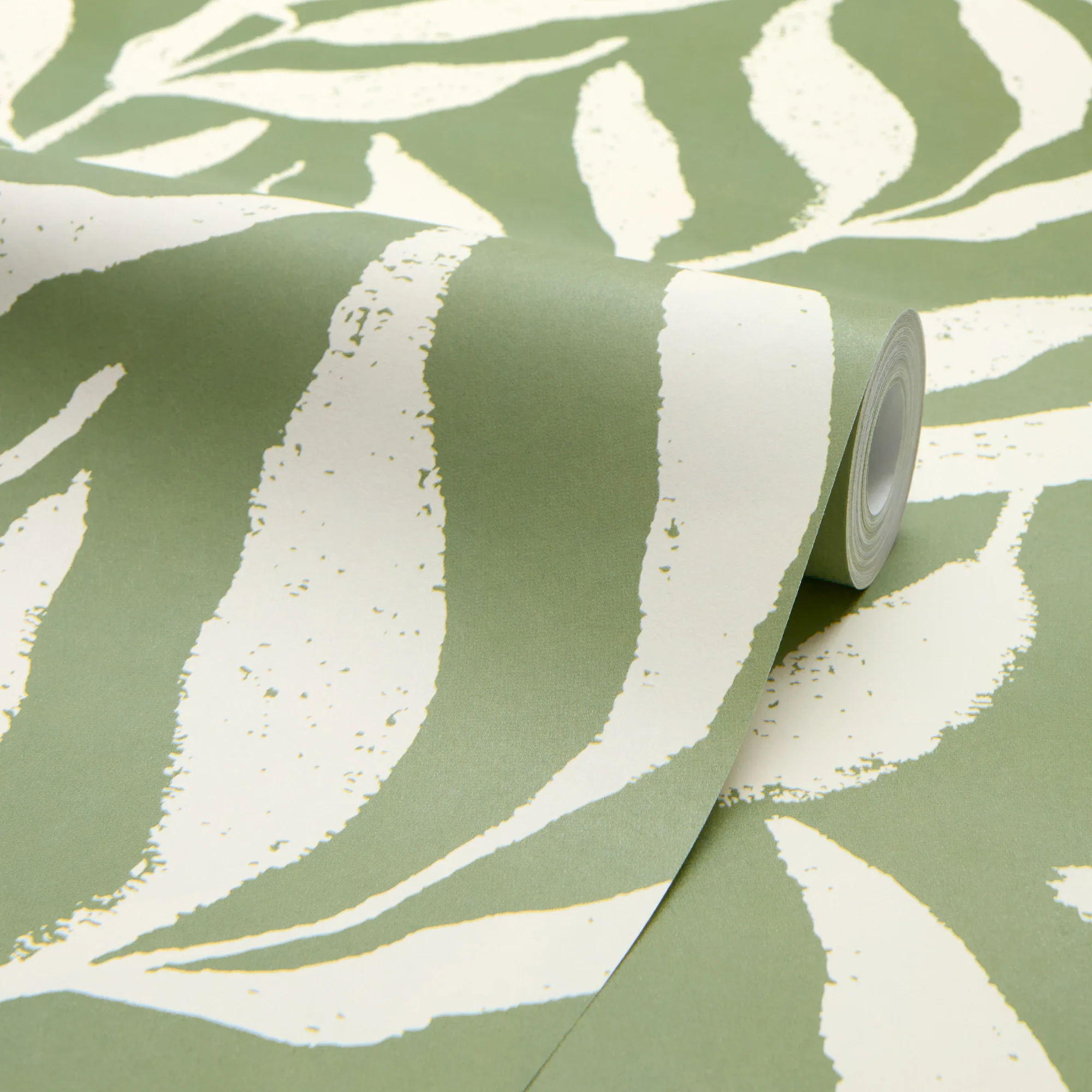 Olive Leaf Wallpaper in Cream on Pistachio - Image 4