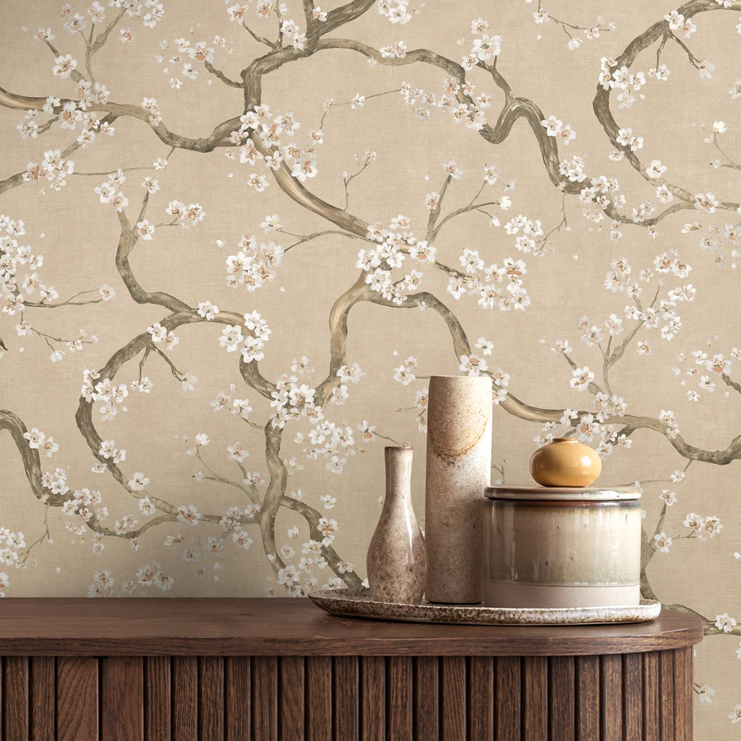 Oriental Blossom Wallpaper in Sand - Image 2