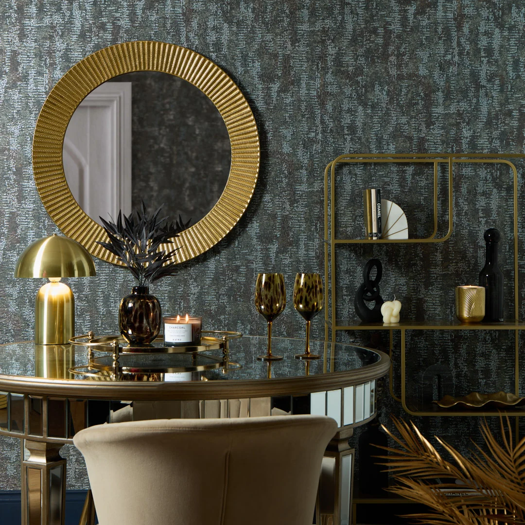 Orion Metallic Wallpaper in Navy with Gold Sparkle - Image 2