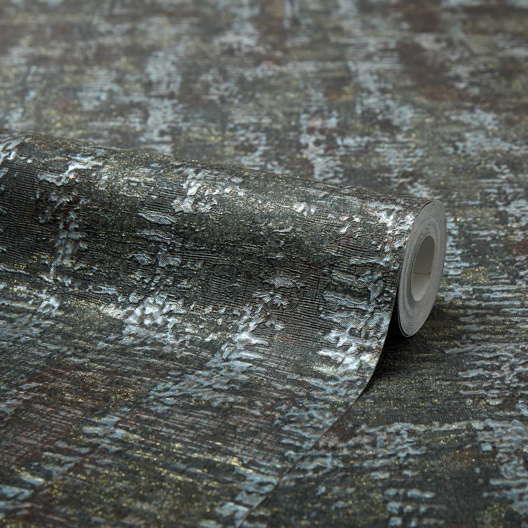 Orion Metallic Wallpaper in Navy with Gold Sparkle - Image 4