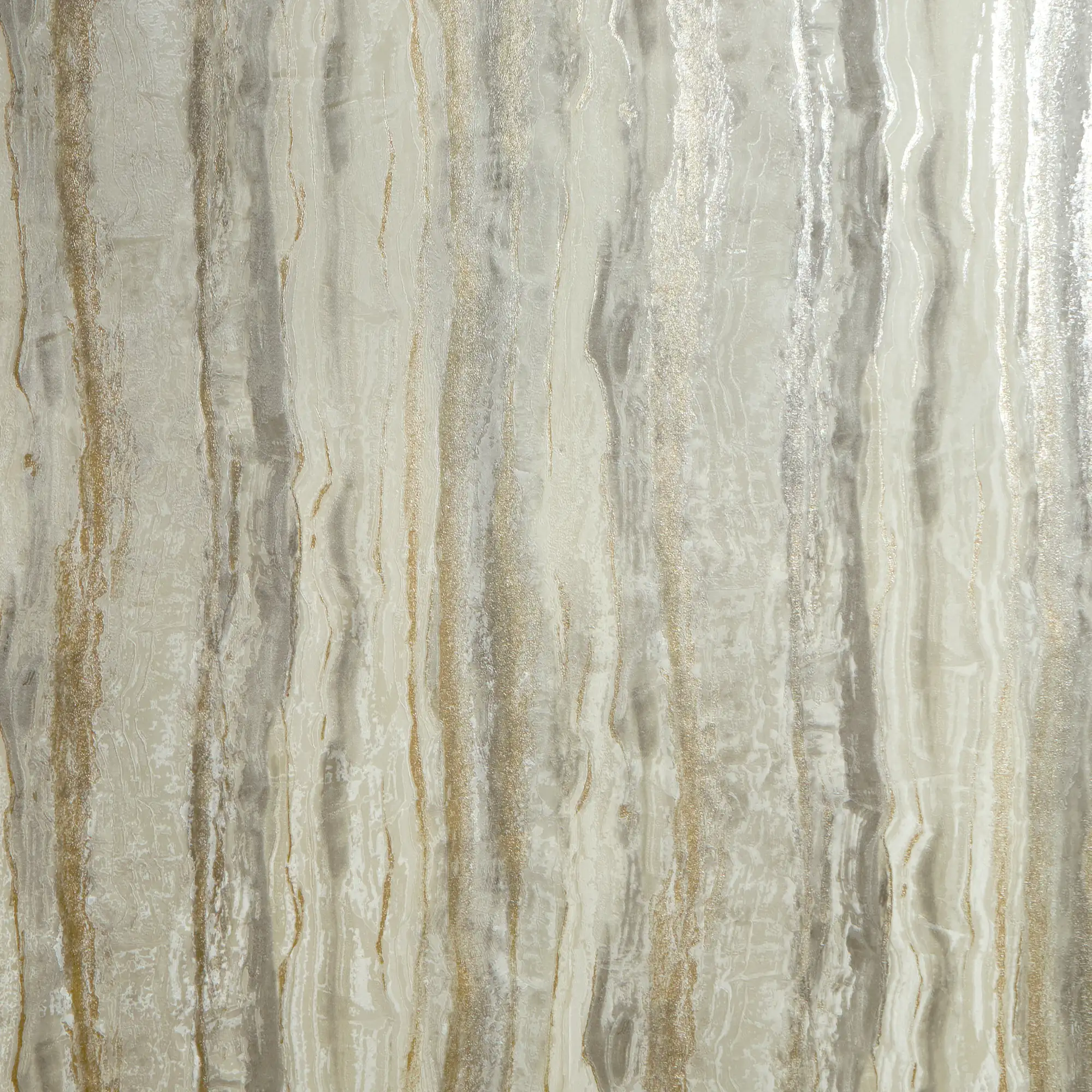 Oslo Wallpaper in Cream and Light Brown with Gold Metallic