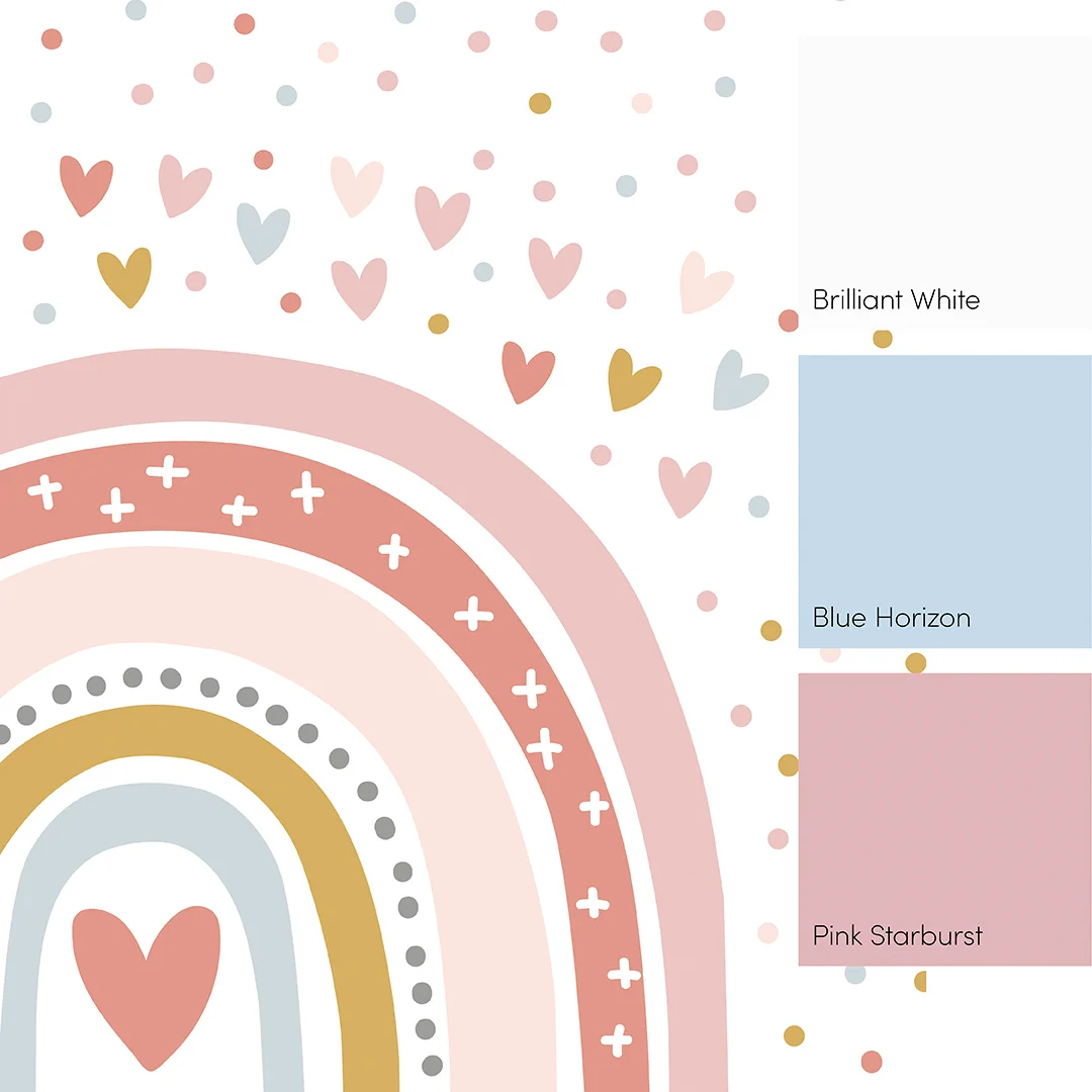 Over The Rainbow Full Wall Mural in Pink, Ochre and Blue - Image 3