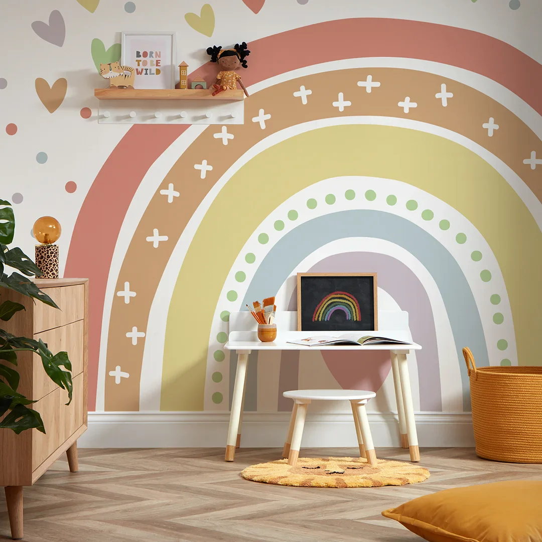 Over The Rainbow Full Wall Mural in Rainbow Pastels - Image 2