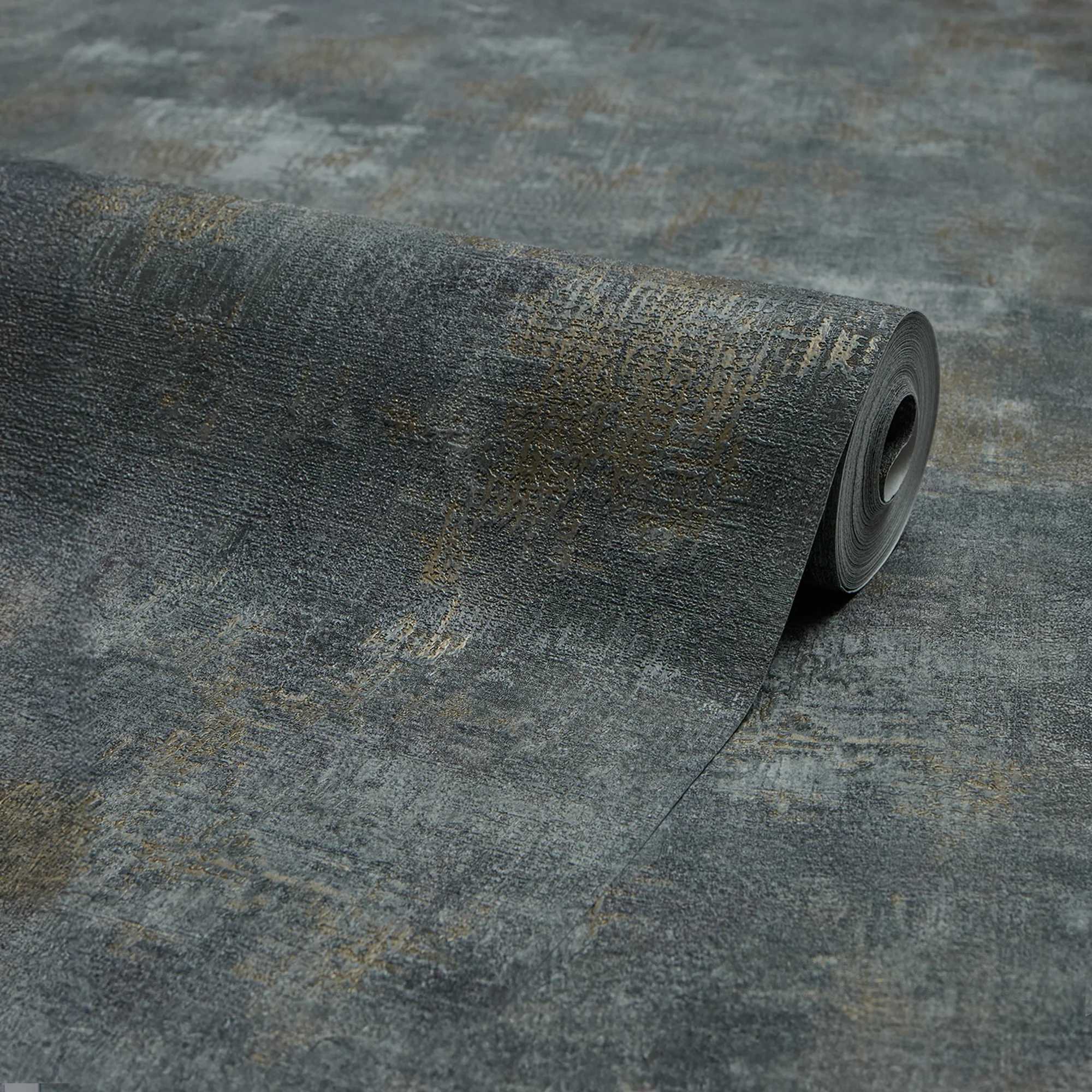Padua Wallpaper in Gold Metallic on Graphite - Image 2