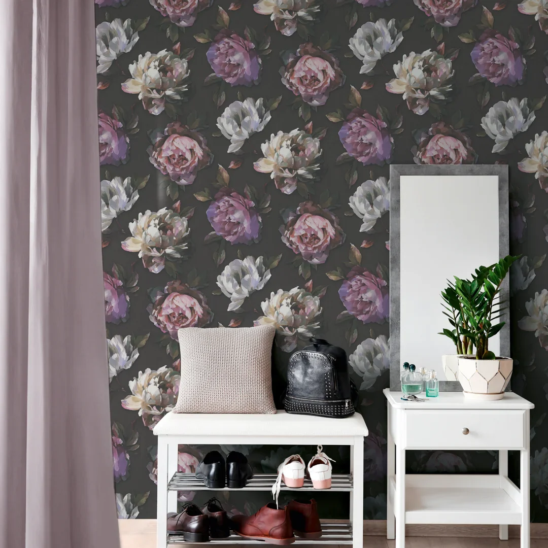 Painted Peonies Wallpaper in Multicolour - Image 2