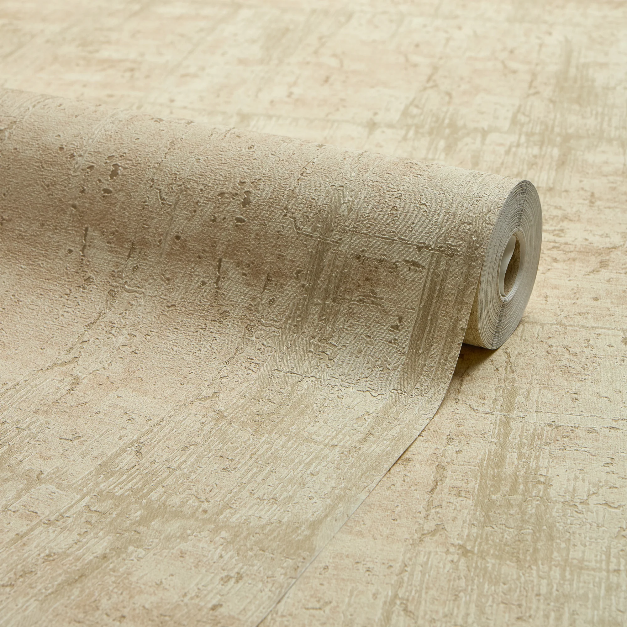 Palermo Wallpaper in Beige Metallic on Beige - Image 2
