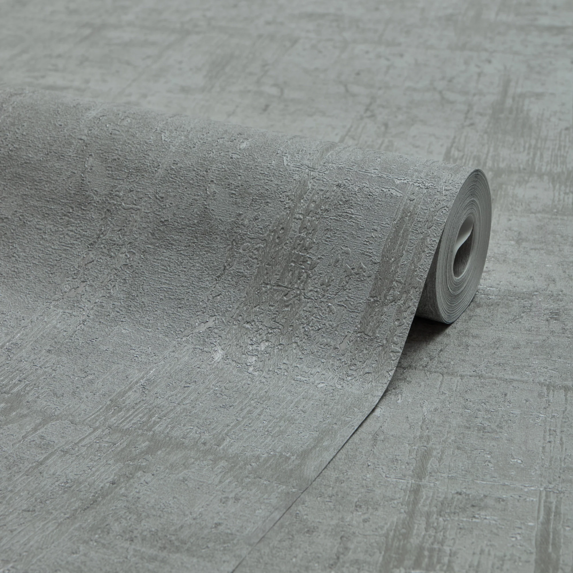 Palermo Wallpaper in Silver Metallic on Grey - Image 2