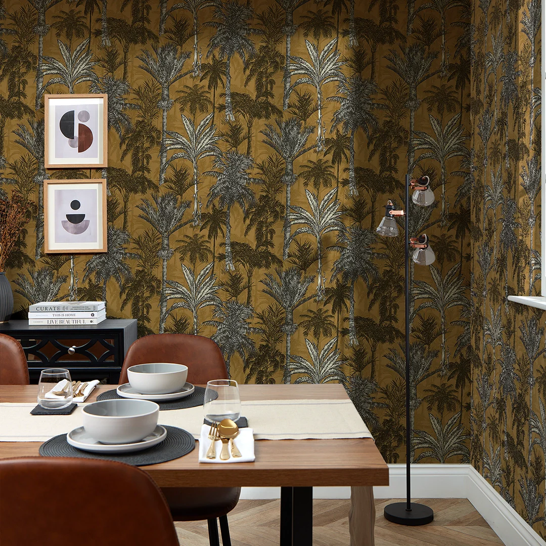 Palmetto Tropical Wallpaper in Yellow - Image 2