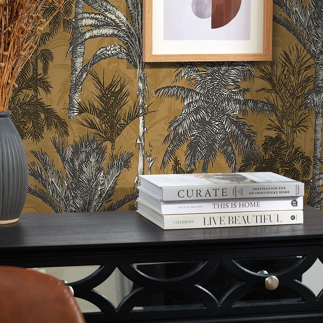 Palmetto Tropical Wallpaper in Yellow - Image 3