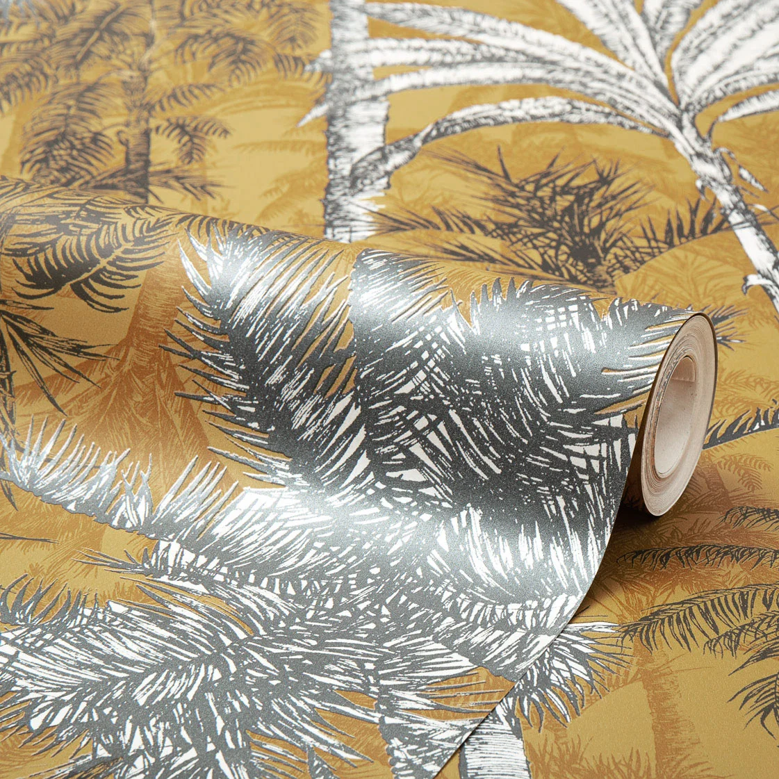 Palmetto Tropical Wallpaper in Yellow - Image 4