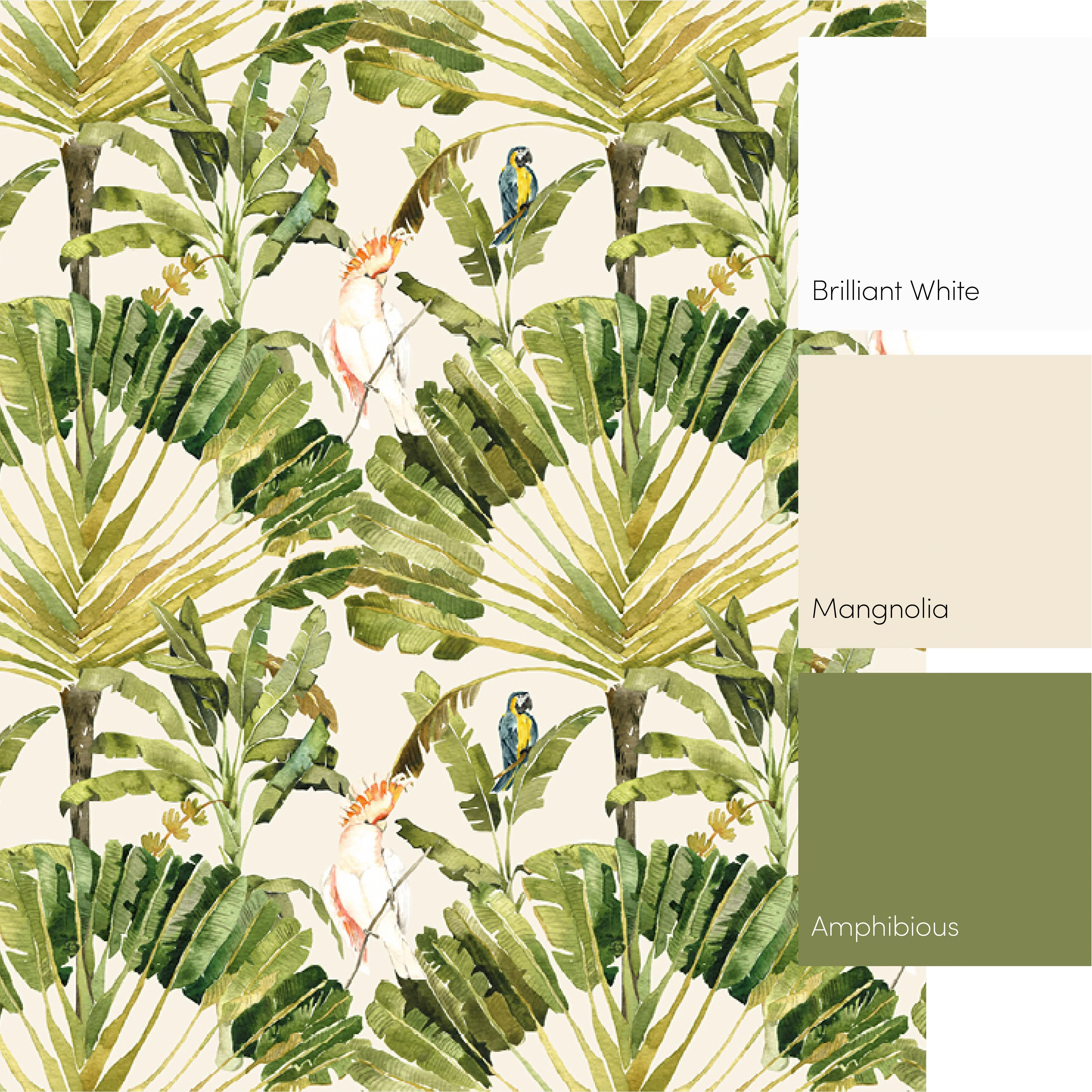 Parrot Paradise Full Wall Mural in Cream - Image 3