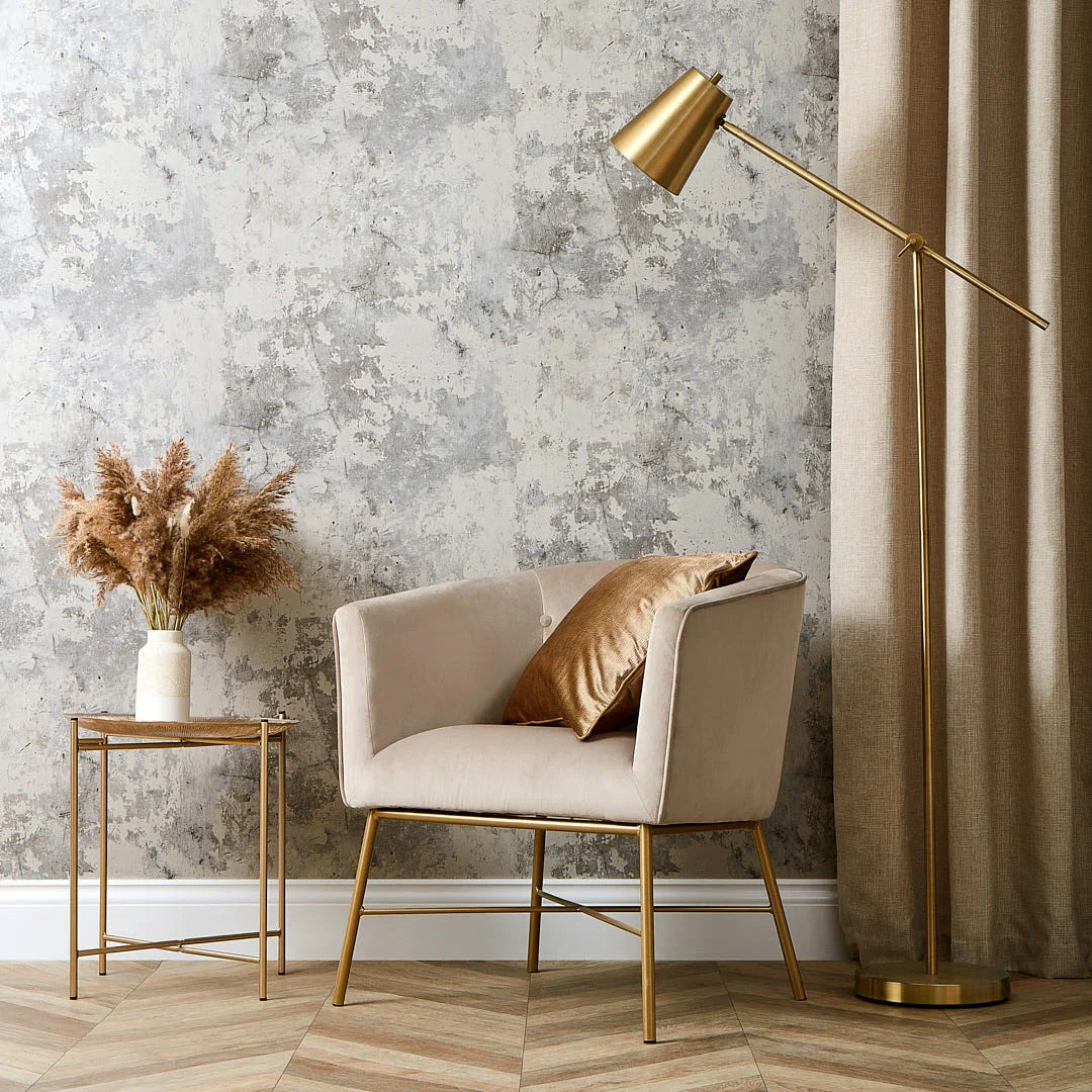 Patina Concrete Effect Wallpaper in Grey - Image 2