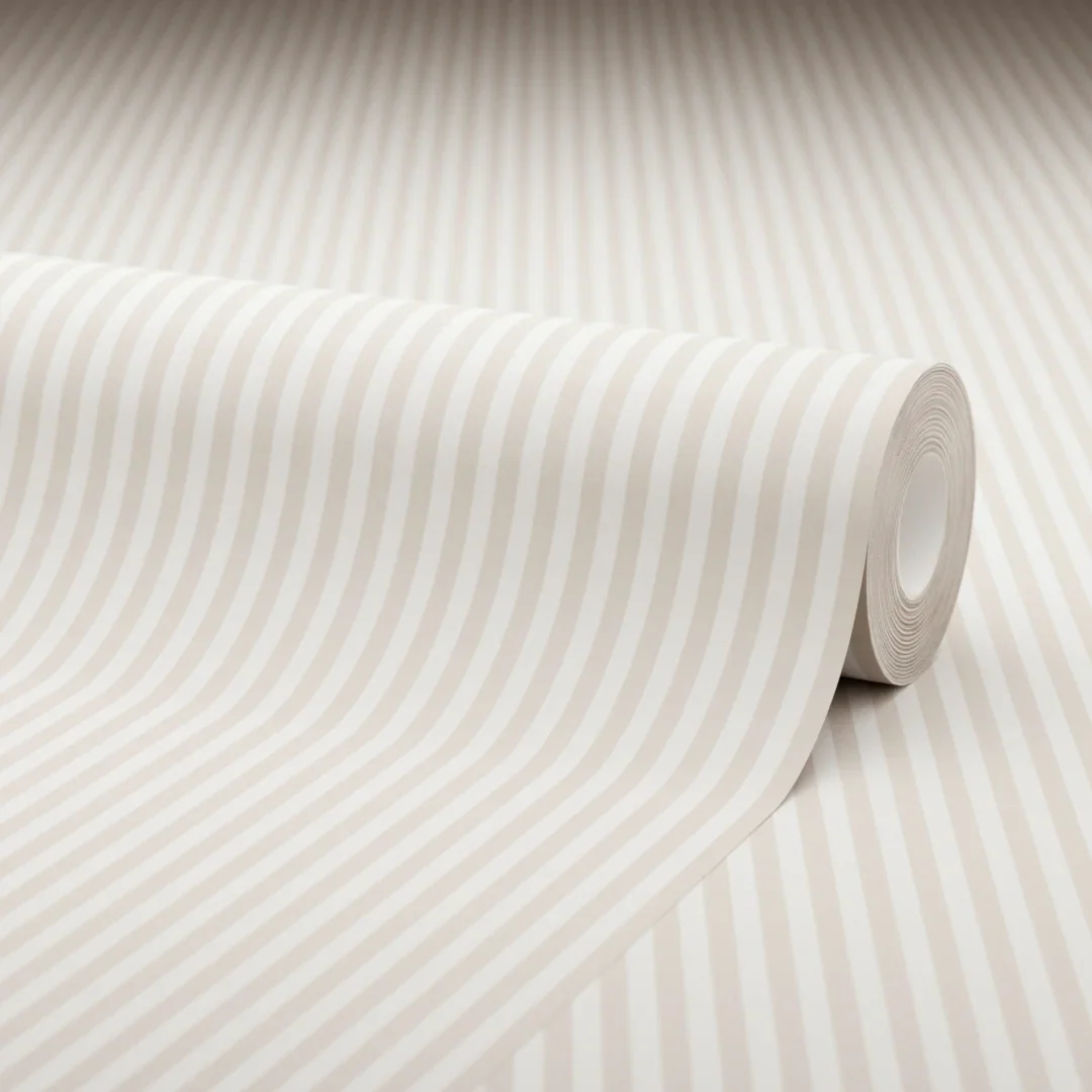 Pin Stripe Wallpaper in Stone - Image 4