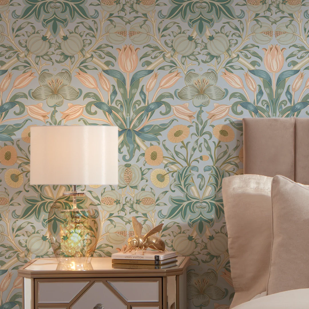 Pomegranate Grove Wallpaper in Blue - Image 3