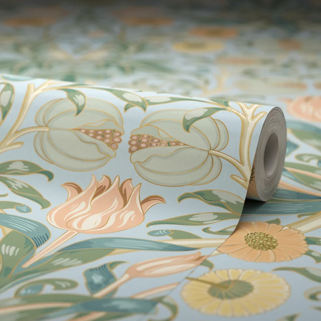 Pomegranate Grove Wallpaper in Blue - Image 4