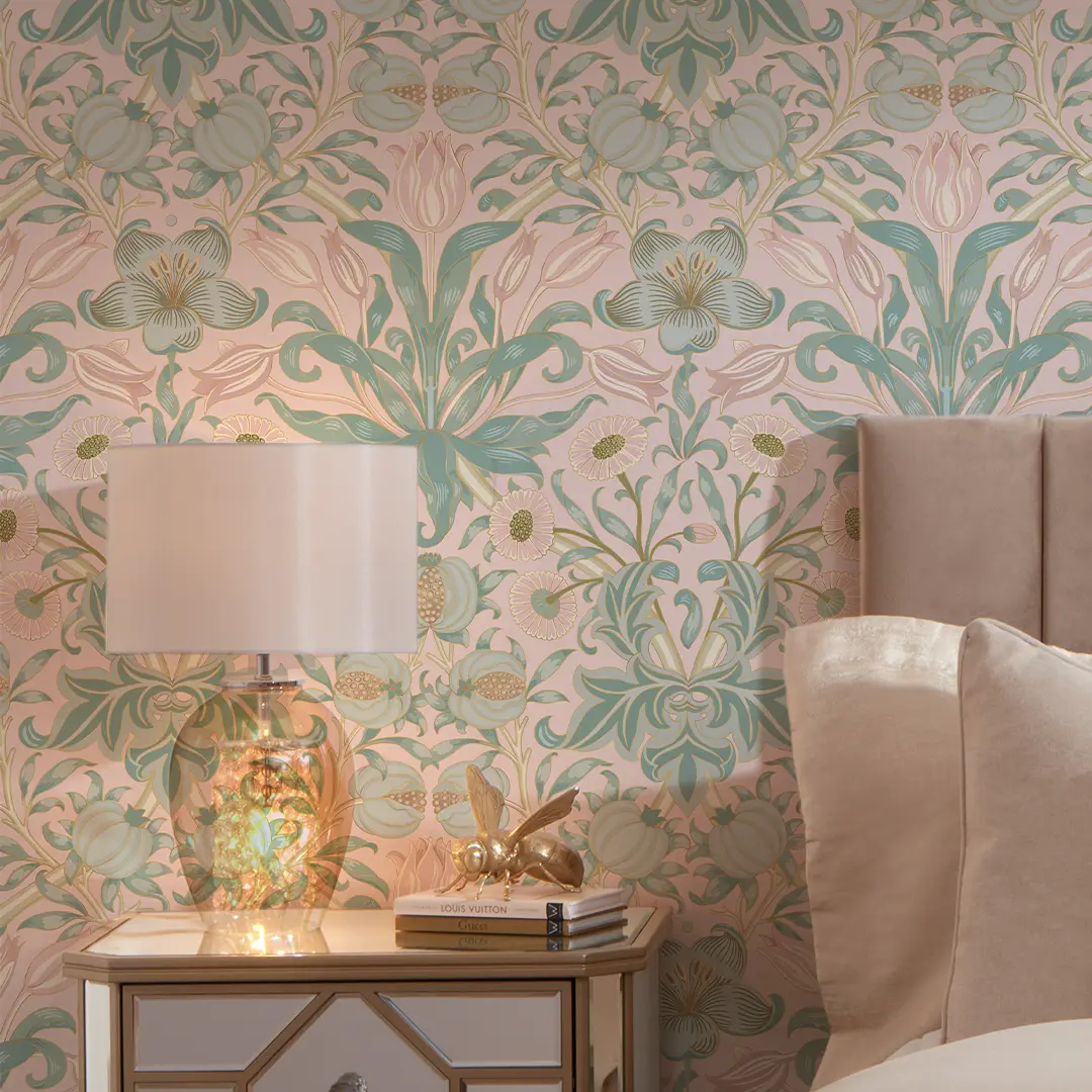 Pomegranate Grove Wallpaper in Pink - Image 3