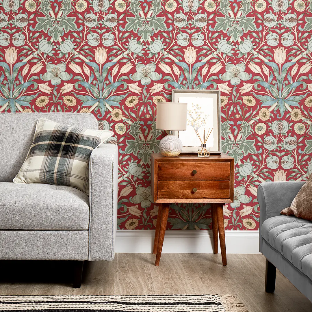 Pomegranate Grove Wallpaper in Rich Red - Image 2