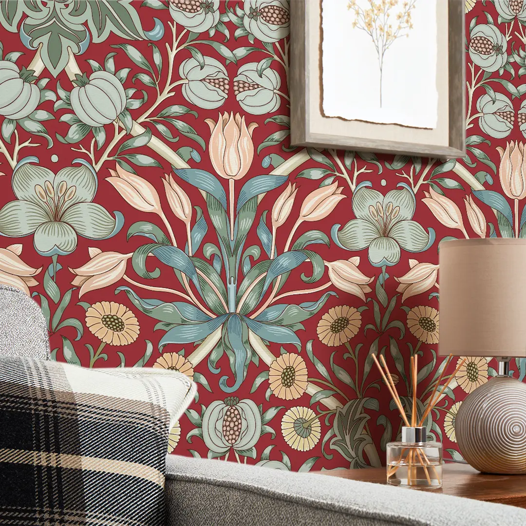 Pomegranate Grove Wallpaper in Rich Red - Image 3