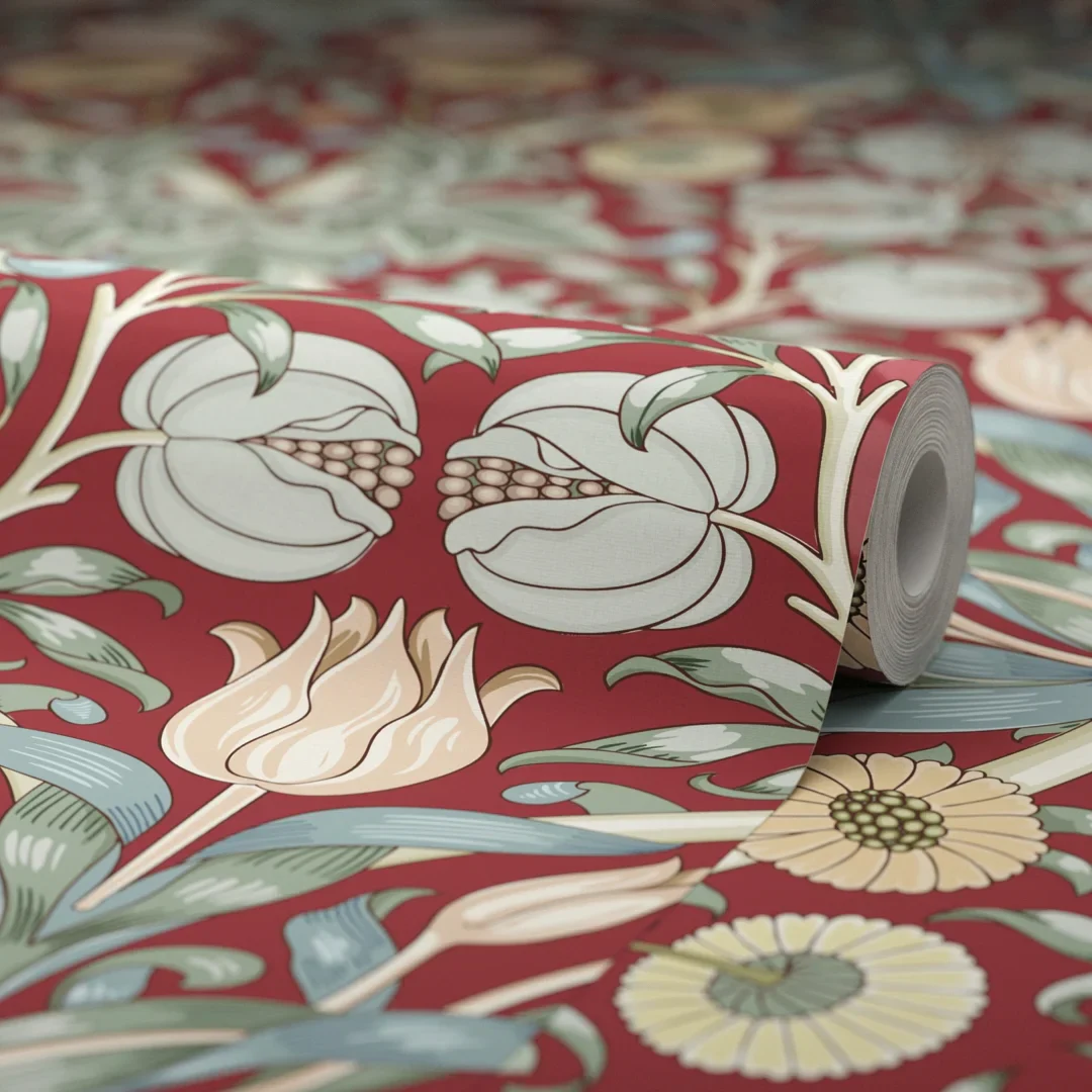Pomegranate Grove Wallpaper in Rich Red - Image 4