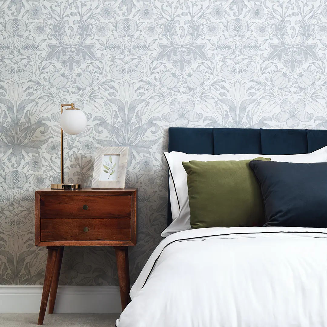 Pomegranate Grove Wallpaper in Soft Blue - Image 2
