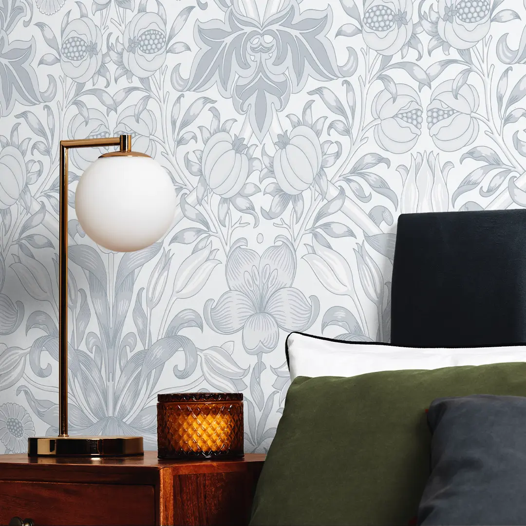 Pomegranate Grove Wallpaper in Soft Blue - Image 3