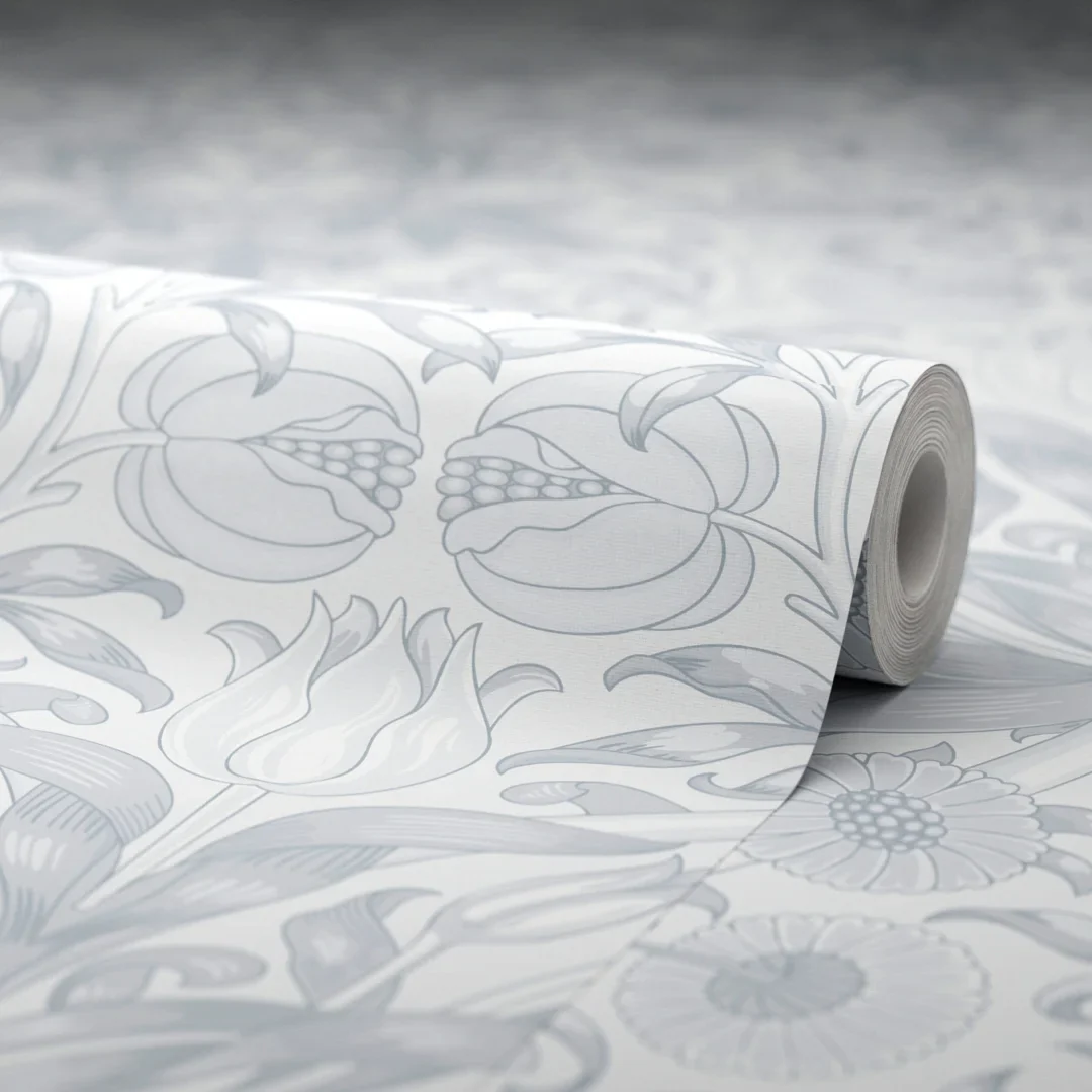 Pomegranate Grove Wallpaper in Soft Blue - Image 4
