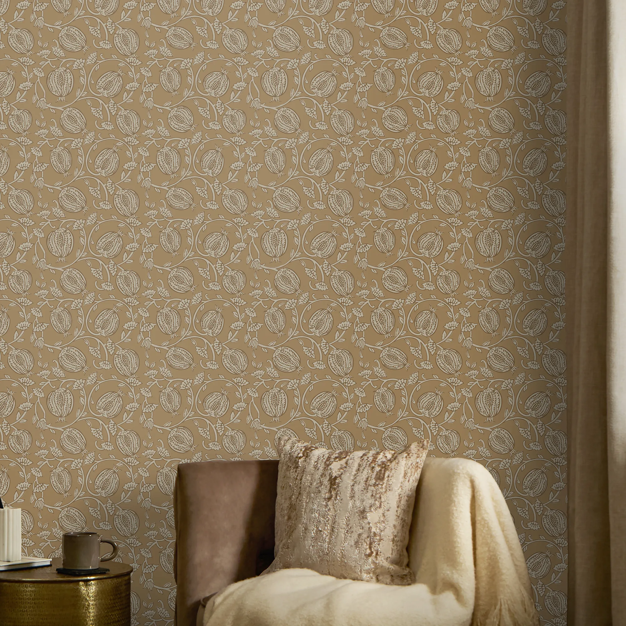 Pomegranate Passion Wallpaper in Caramel Latte - Image 3