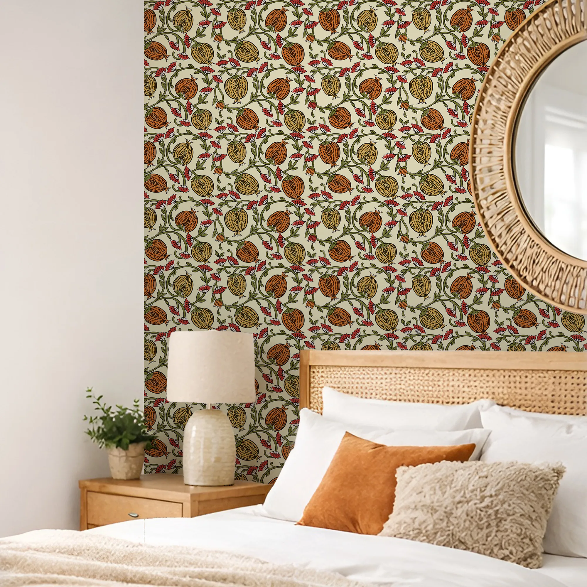 Pomegranate Passion Wallpaper in Cream - Image 2