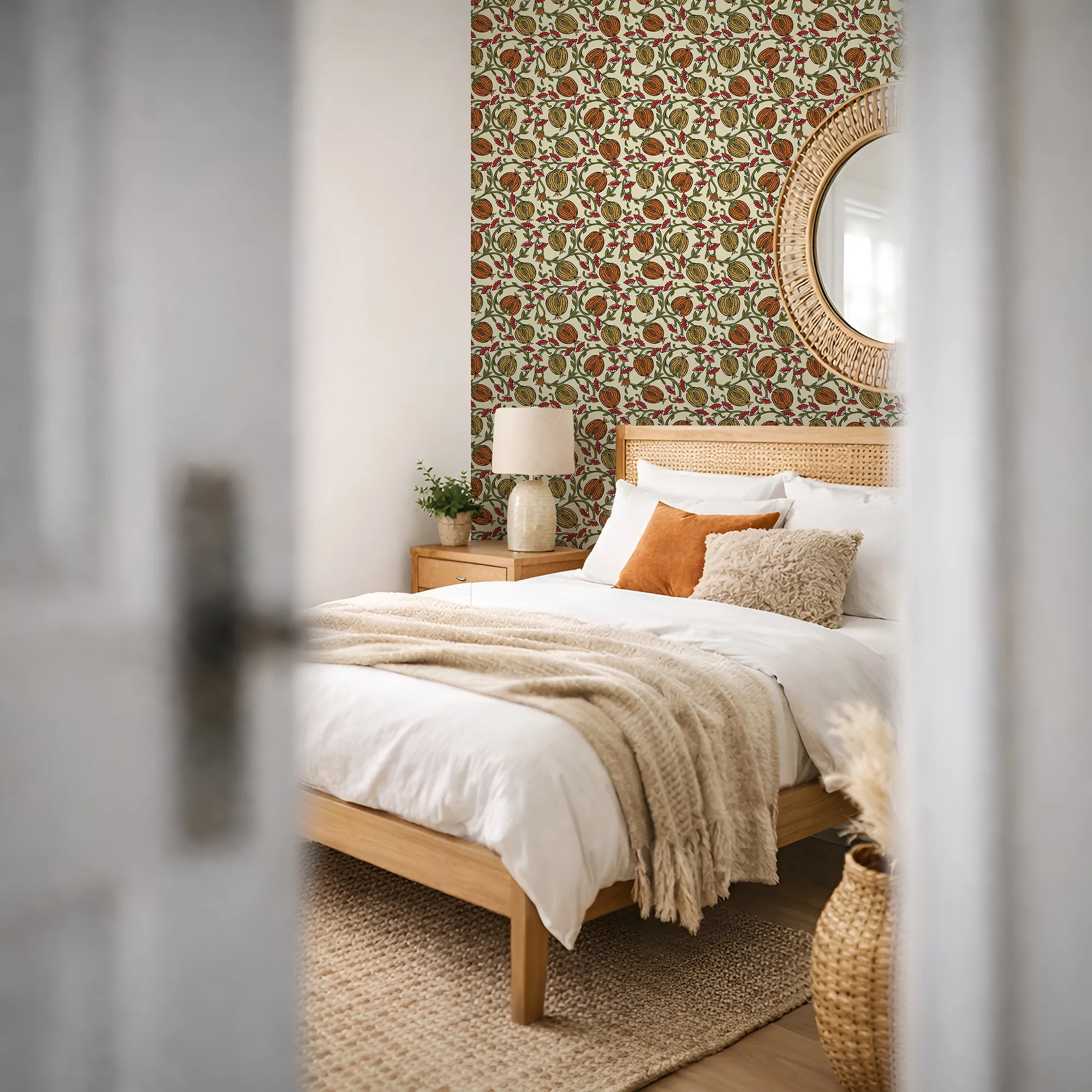 Pomegranate Passion Wallpaper in Cream - Image 3