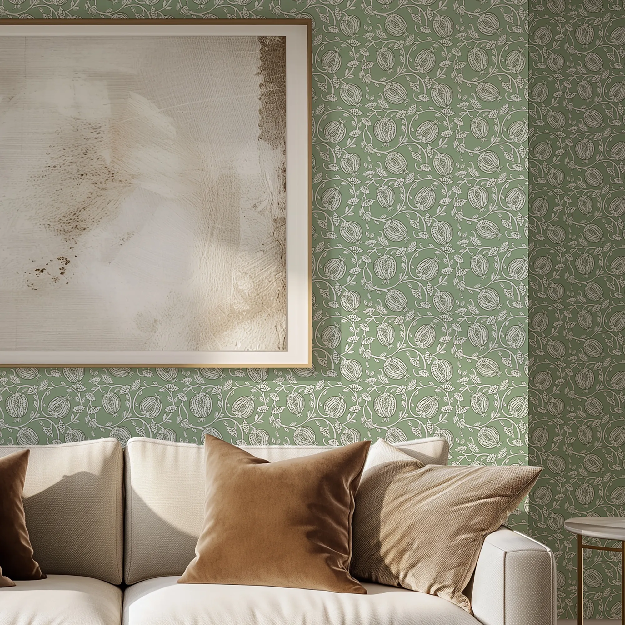 Pomegranate Passion Wallpaper in Pistachio - Image 3
