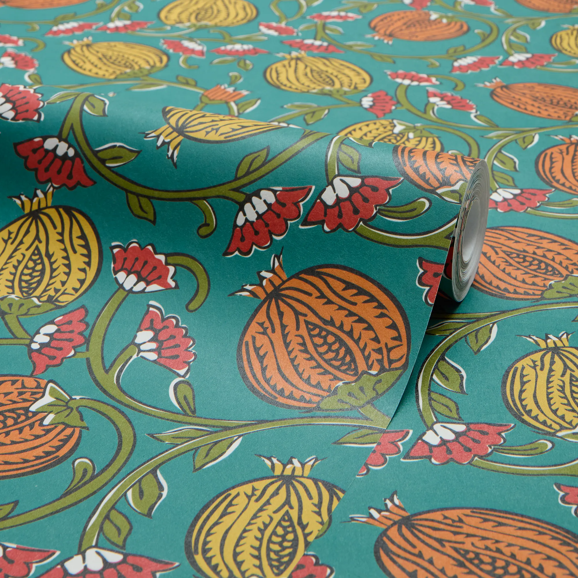 Pomegranate Passion Wallpaper in Teal - Image 4